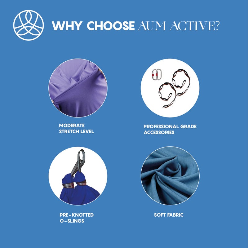 aum active Aerial Silk Yoga Hammock & Swing for Home, Inversion Exercises, Starter Kit for All Levels - Durable with Extension Straps, Carabiners, and Pose Guide - Image 4
